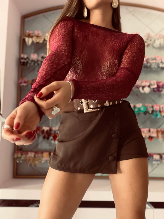 Short pollera chocolate