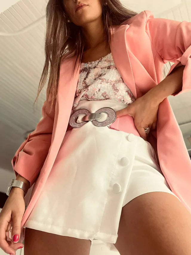 Short pollera blanco.